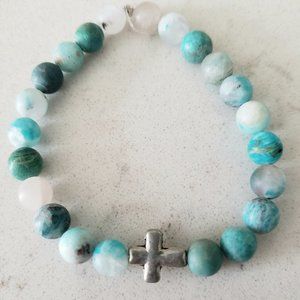 Beaded Brazil Amazonite w/ Quartz Stretch Bracelet